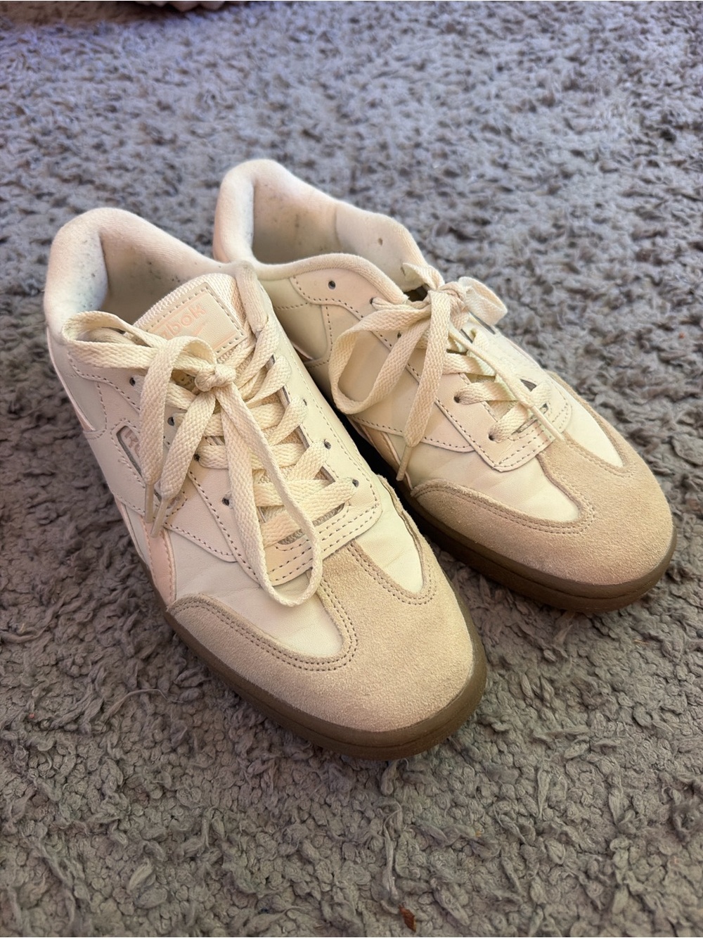 Reebok Women's Cream & Tan Suede Low-Top Sneakers